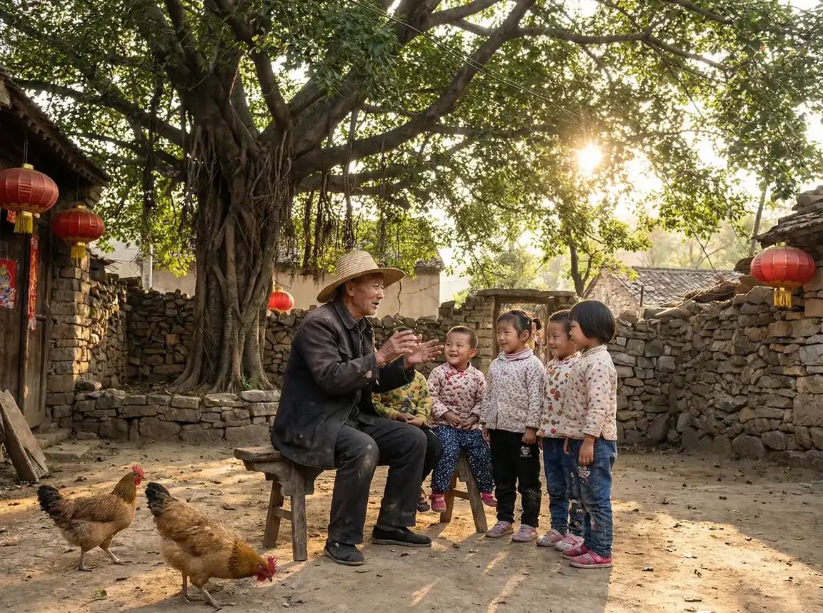 老人在大榕树下给孩子们讲故事 - 一路向西百度影音bd 乡村记忆